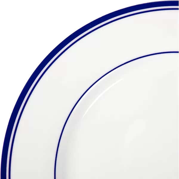 Amazon Basics 16Piece Cafe Stripe Kitchen Dinnerware Set Plates Bowls Mugs Service for 4 BlueBlue