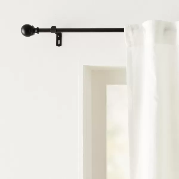 Amazon Basics 1Inch Curtain Rod with Round Finials 1Pack 36 to 72 BlackBlack