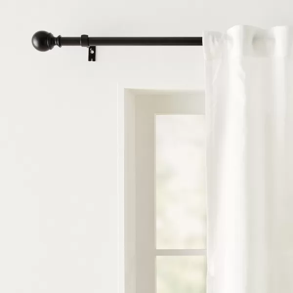 Amazon Basics 1Inch Curtain Rod with Round Finials 1Pack 36 to 72 BlackBlack
