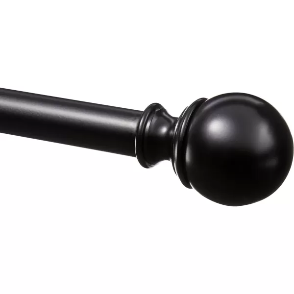 Amazon Basics 1Inch Curtain Rod with Round Finials 1Pack 36 to 72 BlackBlack