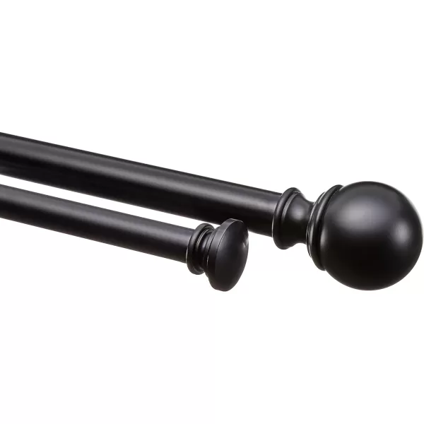 Amazon Basics 1Inch Curtain Rod with Round Finials 1Pack 36 to 72 BlackBlack