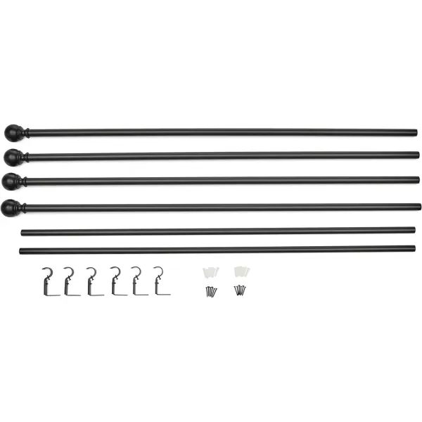 Amazon Basics 1Inch Curtain Rod with Round Finials 1Pack 36 to 72 BlackBlack