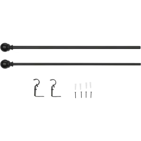 Amazon Basics 1Inch Curtain Rod with Round Finials 1Pack 36 to 72 BlackBlack