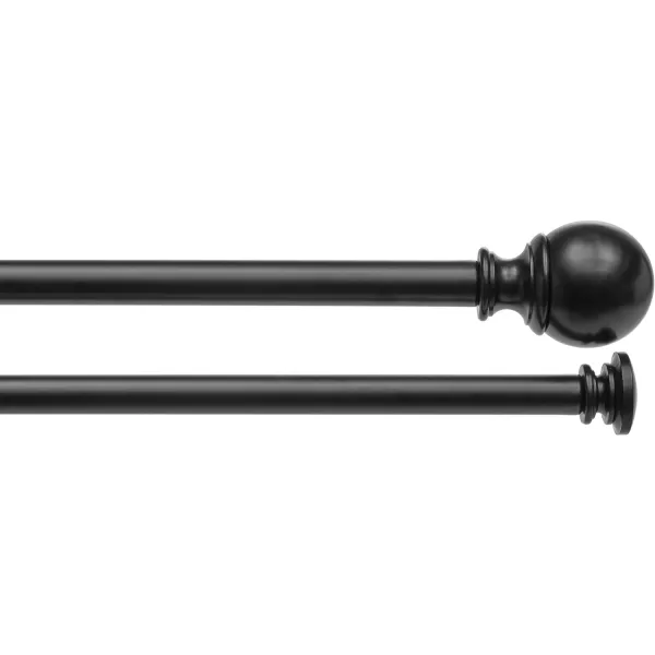 Amazon Basics 1Inch Curtain Rod with Round Finials 1Pack 36 to 72 BlackBlack