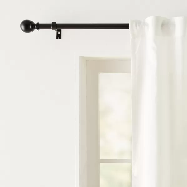 Amazon Basics 1Inch Curtain Rod with Round Finials 1Pack 36 to 72 BlackBlack