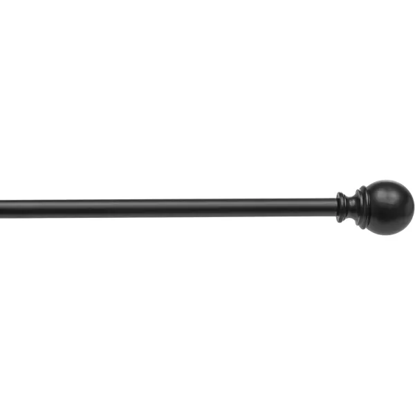 Amazon Basics 1Inch Curtain Rod with Round Finials 1Pack 36 to 72 BlackBlack
