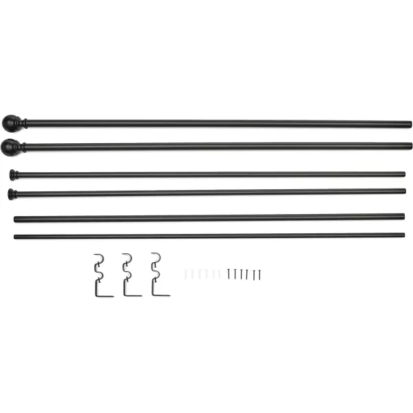 Amazon Basics 1Inch Curtain Rod with Round Finials 1Pack 36 to 72 BlackBlack