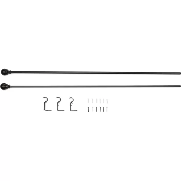 Amazon Basics 1Inch Curtain Rod with Round Finials 1Pack 36 to 72 BlackBlack