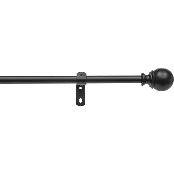 Amazon Basics 1Inch Curtain Rod with Round Finials 1Pack 36 to 72 BlackBlack