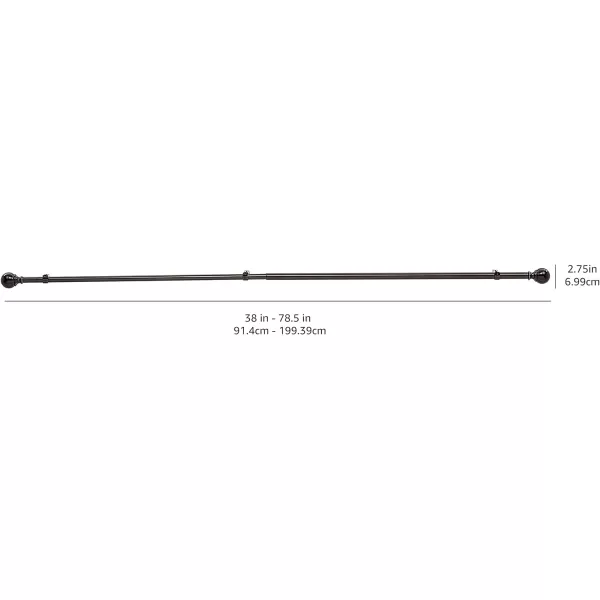 Amazon Basics 1Inch Curtain Rod with Round Finials 1Pack 36 to 72 BlackBlack