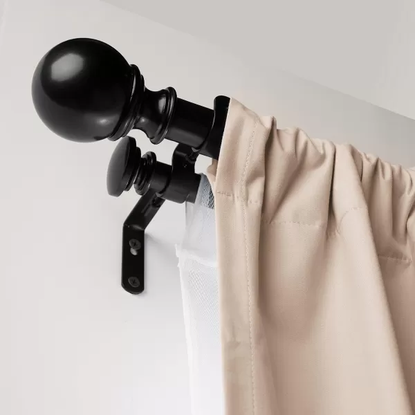 Amazon Basics 1Inch Curtain Rod with Round Finials 1Pack 36 to 72 BlackBlack