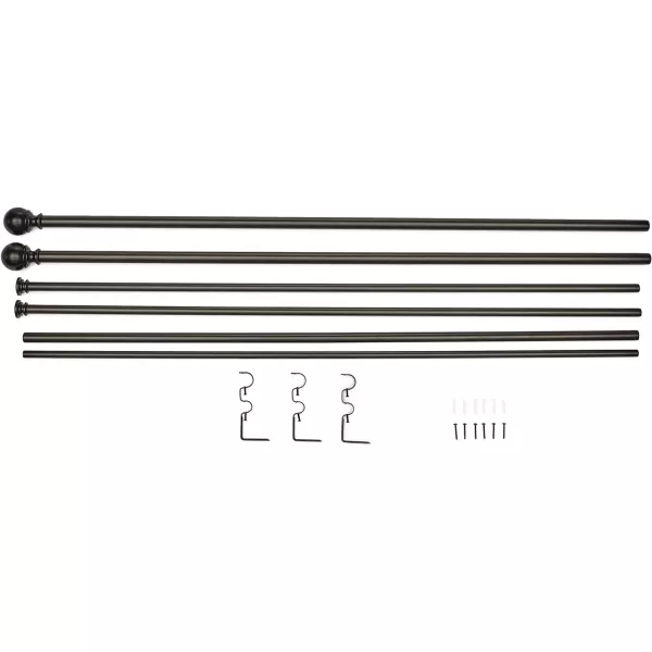 Amazon Basics 1Inch Curtain Rod with Round Finials 1Pack 36 to 72 BlackBronze