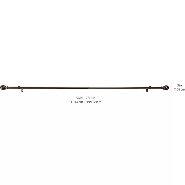 Amazon Basics 1Inch Curtain Rod with Round Finials 1Pack 36 to 72 BlackBronze