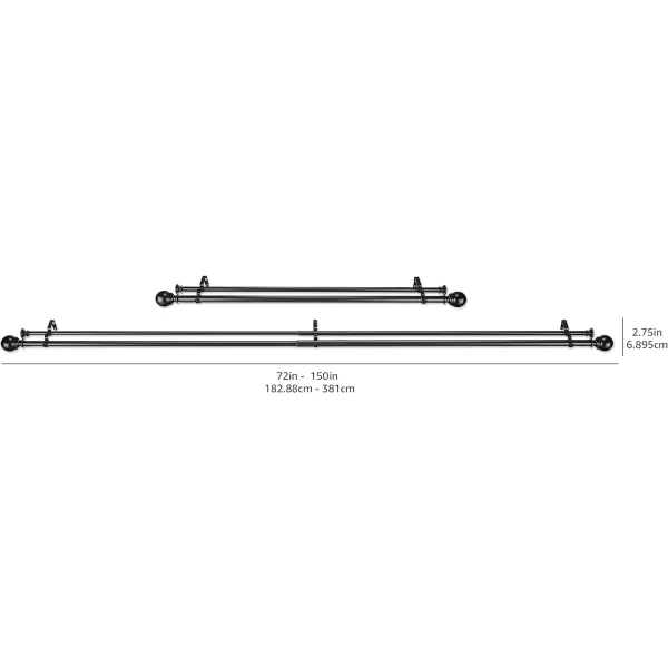 Amazon Basics 1Inch Curtain Rod with Round Finials 1Pack 36 to 72 BlackBronze