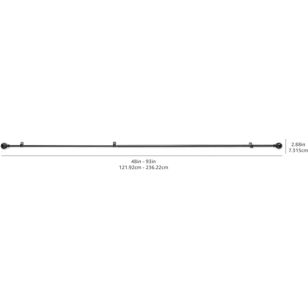 Amazon Basics 1Inch Curtain Rod with Round Finials 1Pack 36 to 72 BlackBronze