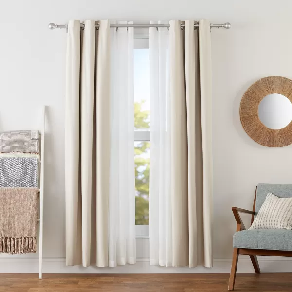 Amazon Basics 1Inch Curtain Rod with Round Finials 1Pack 36 to 72 BlackNickel