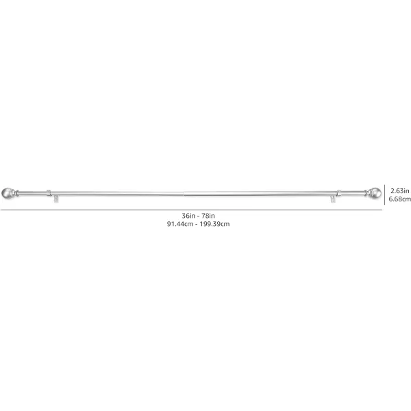Amazon Basics 1Inch Curtain Rod with Round Finials 1Pack 36 to 72 BlackNickel