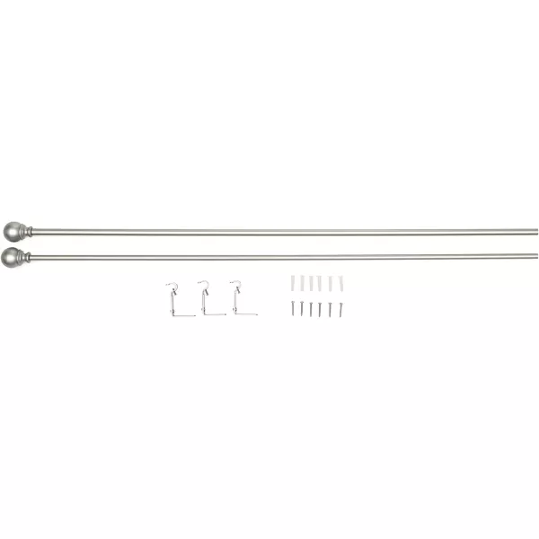 Amazon Basics 1Inch Curtain Rod with Round Finials 1Pack 36 to 72 BlackNickel