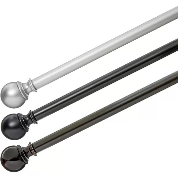 Amazon Basics 1Inch Curtain Rod with Round Finials 1Pack 36 to 72 BlackNickel
