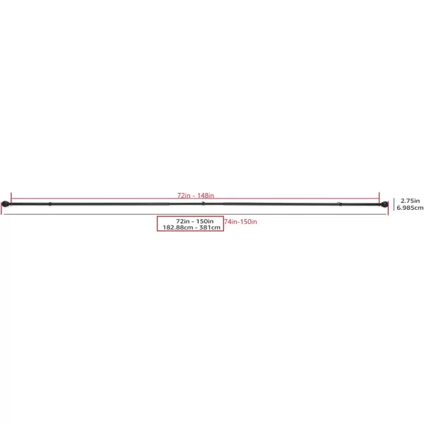 Amazon Basics 1Inch Curtain Rod with Round Finials 1Pack 36 to 72 BlackNickel