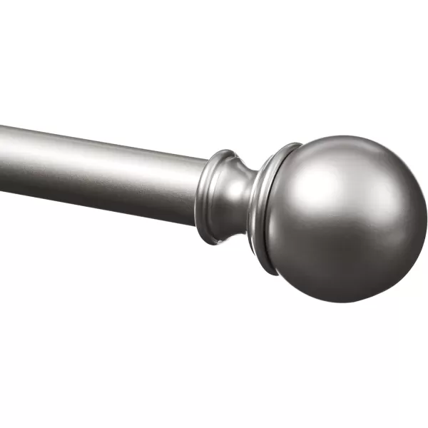 Amazon Basics 1Inch Curtain Rod with Round Finials 1Pack 36 to 72 BlackNickel