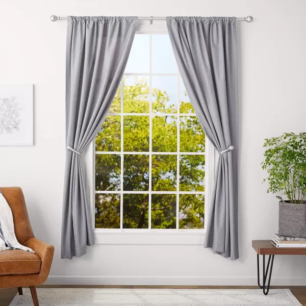 Amazon Basics 1Inch Curtain Rod with Round Finials 1Pack 36 to 72 BlackNickel