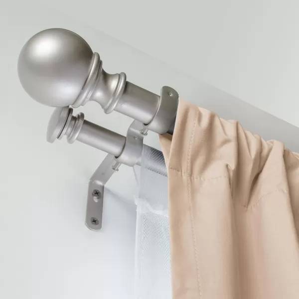 Amazon Basics 1Inch Curtain Rod with Round Finials 1Pack 36 to 72 BlackNickel