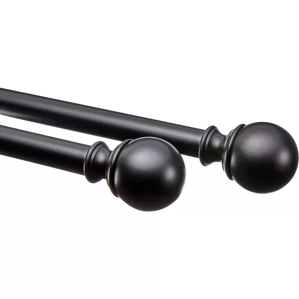 Amazon Basics 1Inch Curtain Rod with Round Finials 1Pack 36 to 72 BlackNickel