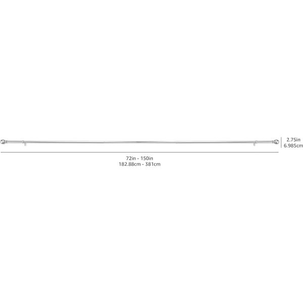 Amazon Basics 1Inch Curtain Rod with Round Finials 1Pack 36 to 72 BlackNickel