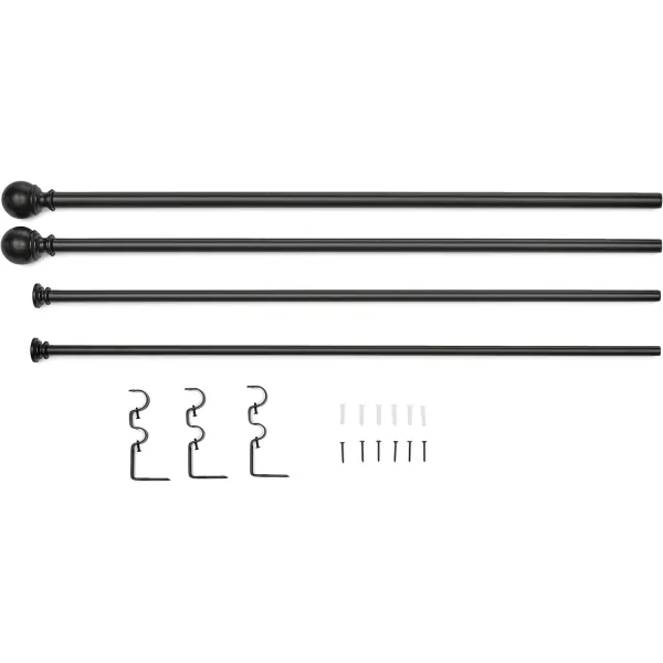 Amazon Basics 1Inch Curtain Rod with Round Finials 1Pack 36 to 72 NickelBlack