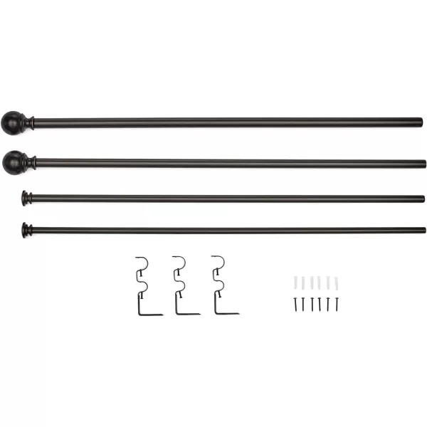 Amazon Basics 1Inch Curtain Rod with Round Finials 1Pack 36 to 72 NickelBronze