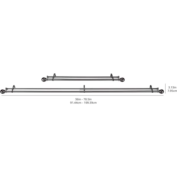 Amazon Basics 1Inch Curtain Rod with Round Finials 1Pack 36 to 72 NickelBronze