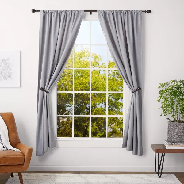 Amazon Basics 1Inch Curtain Rod with Round Finials 1Pack 36 to 72 NickelBronze