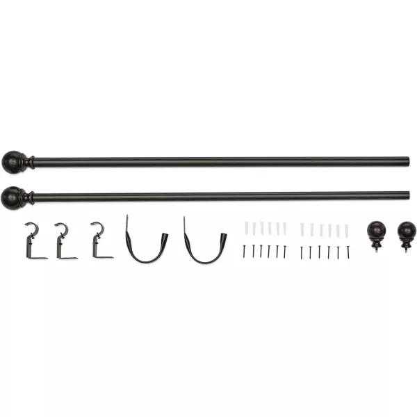 Amazon Basics 1Inch Curtain Rod with Round Finials 1Pack 36 to 72 NickelBronze