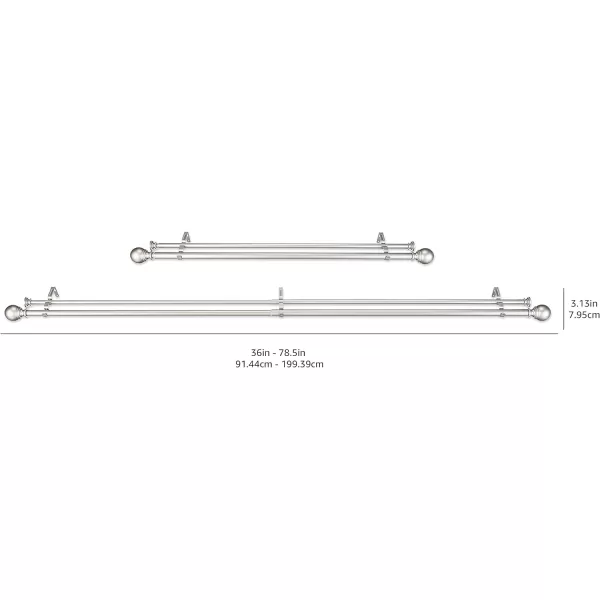 Amazon Basics 1Inch Curtain Rod with Round Finials 1Pack 36 to 72 NickelNickel