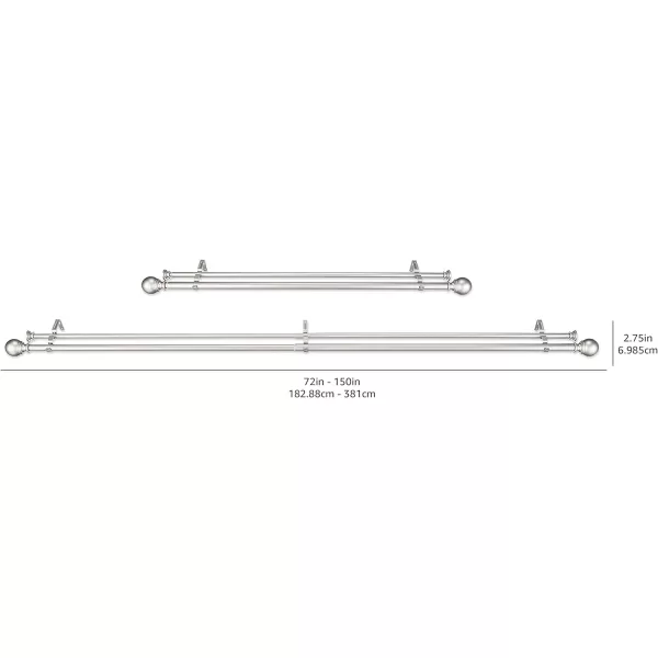 Amazon Basics 1Inch Curtain Rod with Round Finials 1Pack 36 to 72 NickelNickel