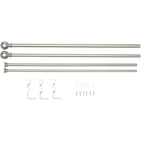 Amazon Basics 1Inch Curtain Rod with Round Finials 1Pack 36 to 72 NickelNickel