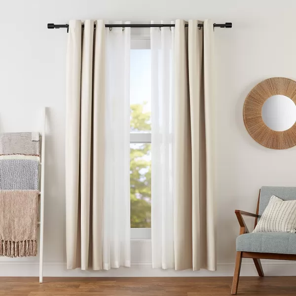 Amazon Basics 1Inch Wall Curtain Rod with Cap Finials 36 to 72 NickelBlack