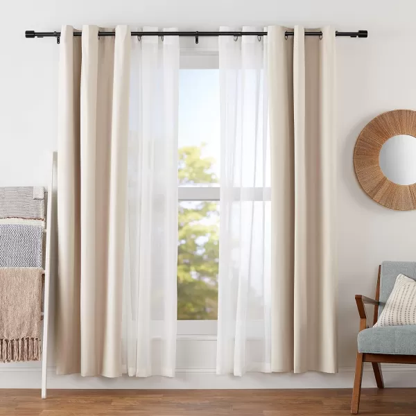 Amazon Basics 1Inch Wall Curtain Rod with Cap Finials 36 to 72 NickelBlack