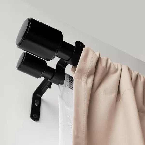Amazon Basics 1Inch Wall Curtain Rod with Cap Finials 36 to 72 NickelBlack