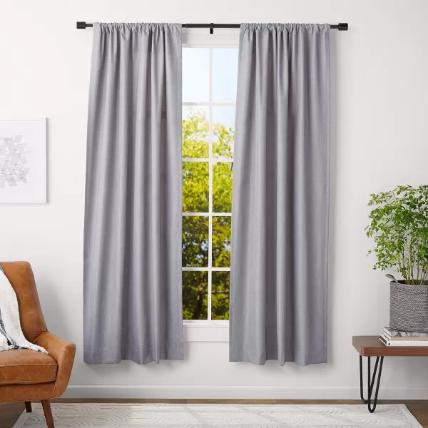 Amazon Basics 1Inch Wall Curtain Rod with Cap Finials 36 to 72 NickelBlack