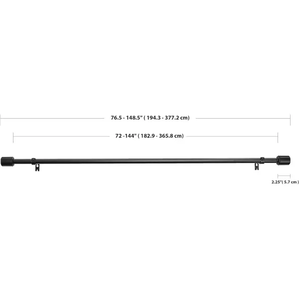Amazon Basics 1Inch Wall Curtain Rod with Cap Finials 36 to 72 NickelBlack