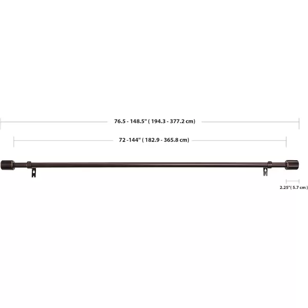 Amazon Basics 1Inch Wall Curtain Rod with Cap Finials 36 to 72 NickelBronze