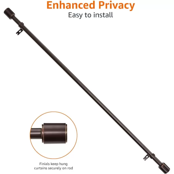 Amazon Basics 1Inch Wall Curtain Rod with Cap Finials 36 to 72 NickelBronze