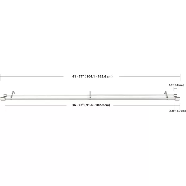 Amazon Basics 1Inch Wall Curtain Rod with Cap Finials 36 to 72 NickelNickel
