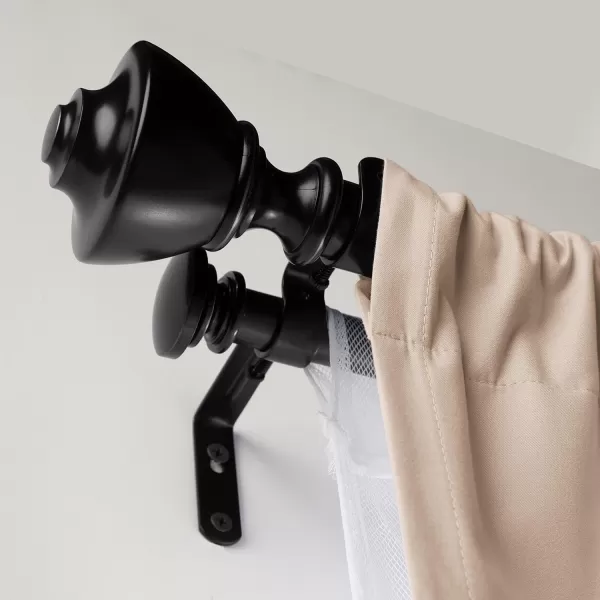 Amazon Basics 1Inch Wall Curtain Rod with Urn Finials 36 to 72 NickelBlack