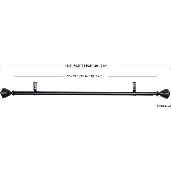 Amazon Basics 1Inch Wall Curtain Rod with Urn Finials 36 to 72 NickelBlack