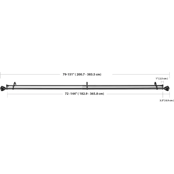 Amazon Basics 1Inch Wall Curtain Rod with Urn Finials 36 to 72 NickelBlack