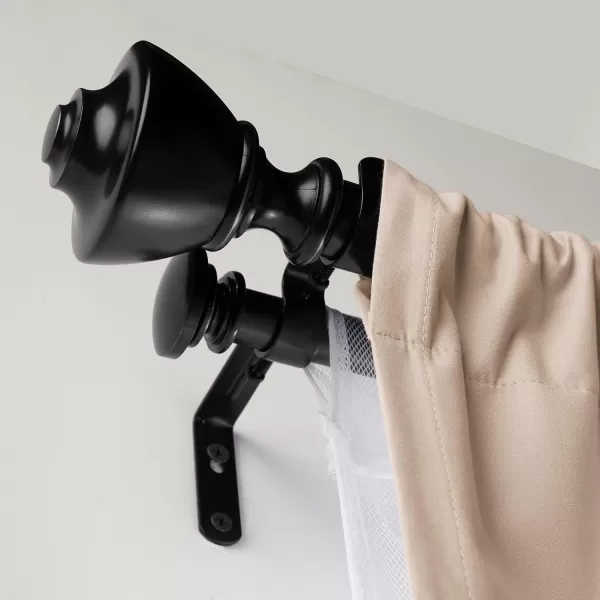Amazon Basics 1Inch Wall Curtain Rod with Urn Finials 36 to 72 NickelBlack
