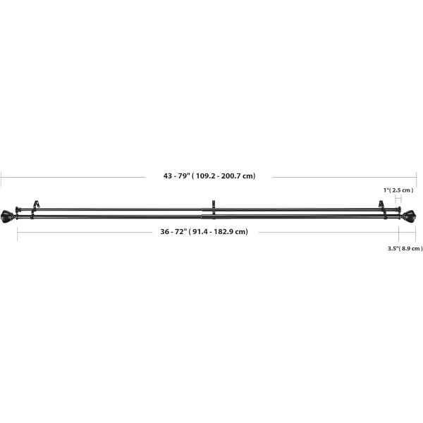 Amazon Basics 1Inch Wall Curtain Rod with Urn Finials 36 to 72 NickelBlack